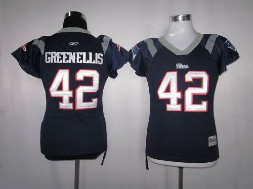 Patriots #42 Green-Ellis Blue Women's Field Flirt Stitched NFL Jersey - Click Image to Close